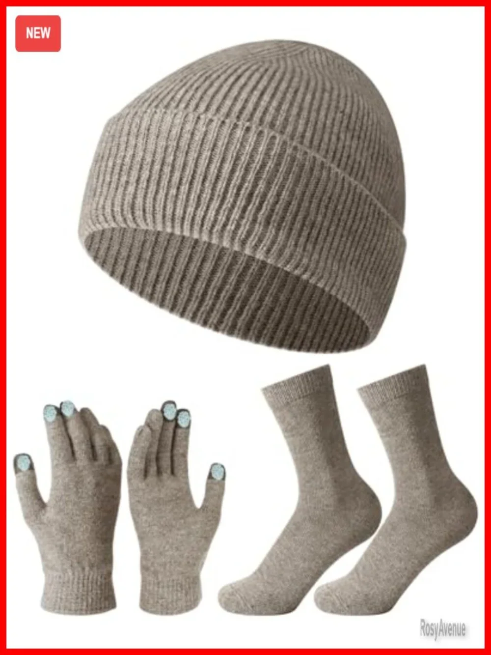 Wool Beanie Hat Touchscreen Gloves Socks Skull Cap Set Winter